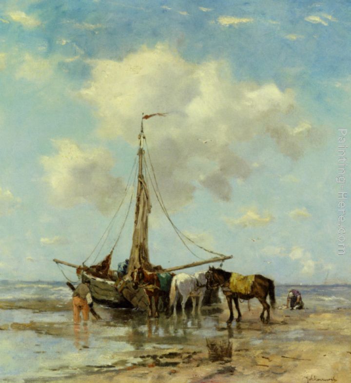 Shellfishers at Low Tide painting - Johan Frederik Cornelis Scherrewitz Shellfishers at Low Tide art painting